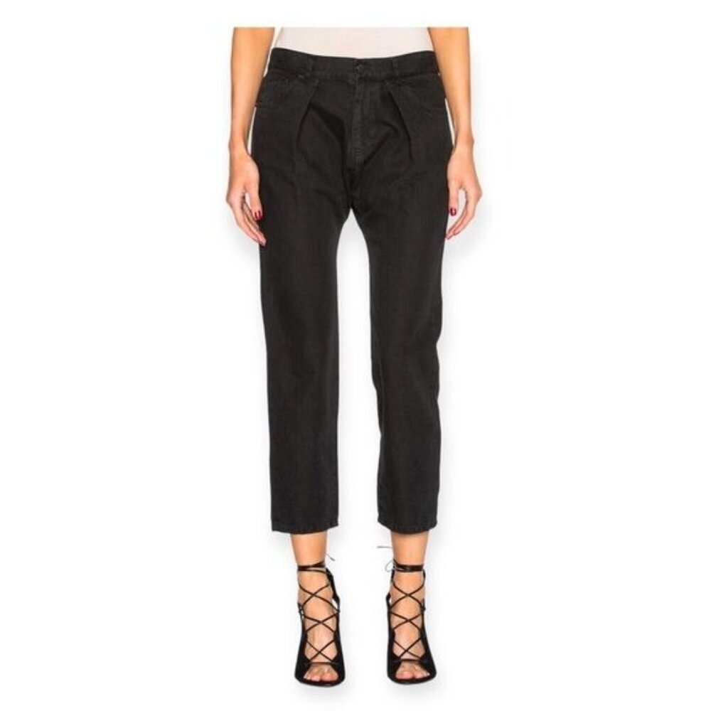 Nili Lotan Front Pleats Cotton Linen Cropped Pants, Size 0,